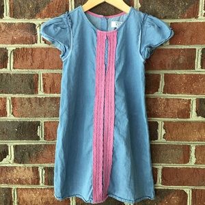 CROWN & IVY Kids Chambray Denim Ribbon Trim Dress - Size 6